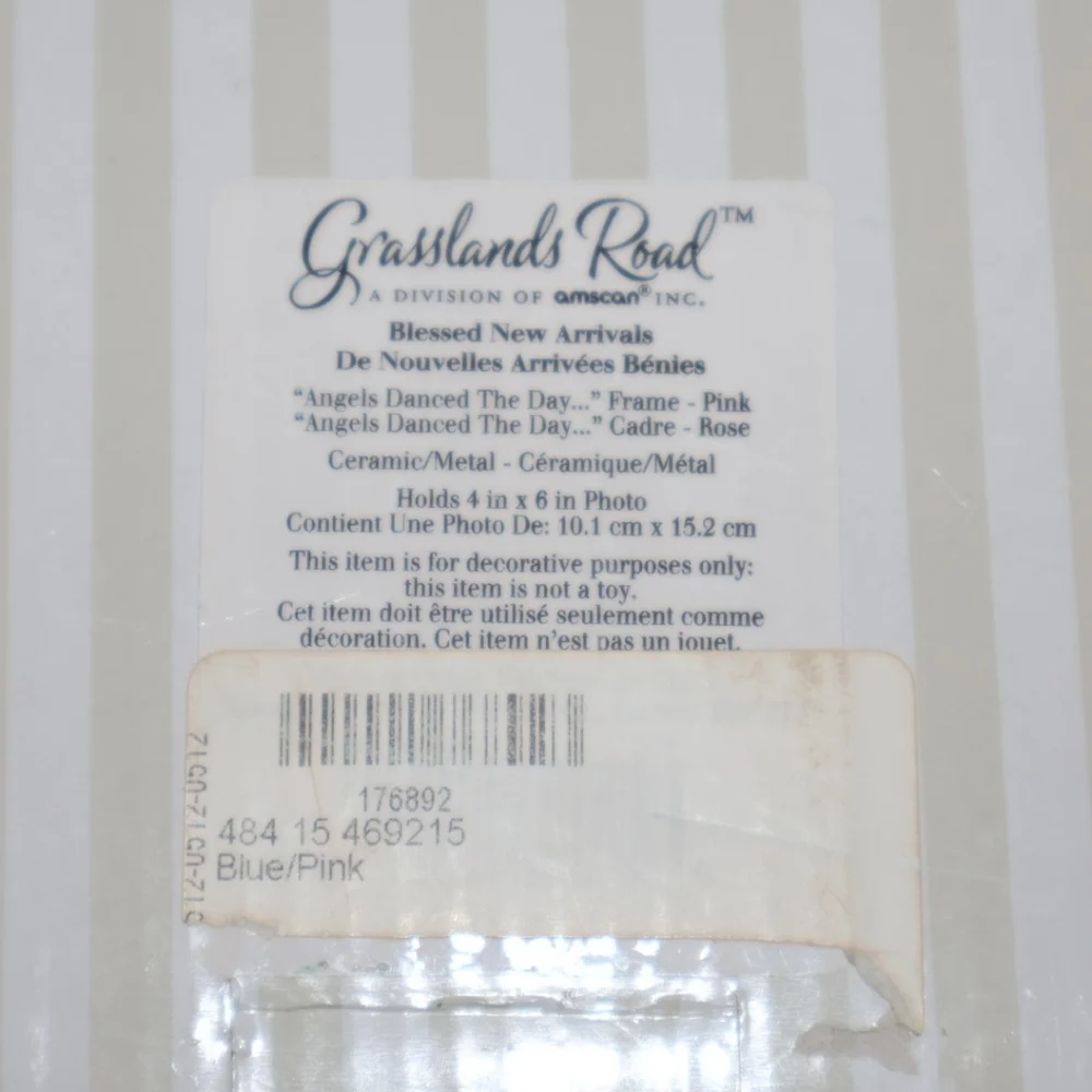 Grasslands Road Adorable Pink & Ivory Ceramic/Metal Baby Picture Frame. NWT.